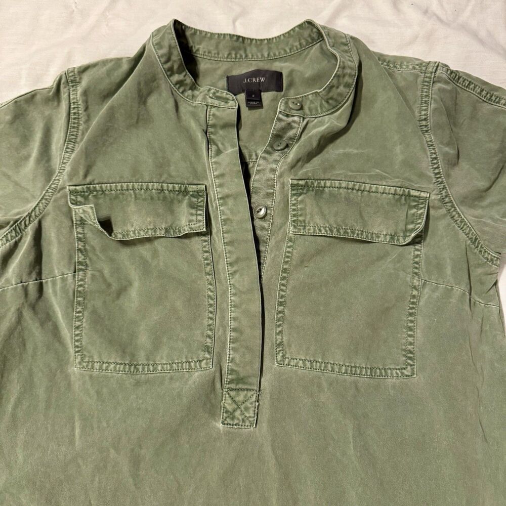 EUC Vintage 90's J. Crew Women’s Military Shirt Dress Army Green Olive Size 2